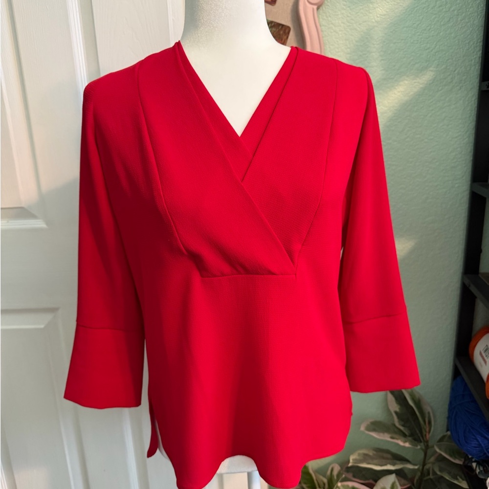 Vince Camuto Red Wrap-Style V-Neck Top